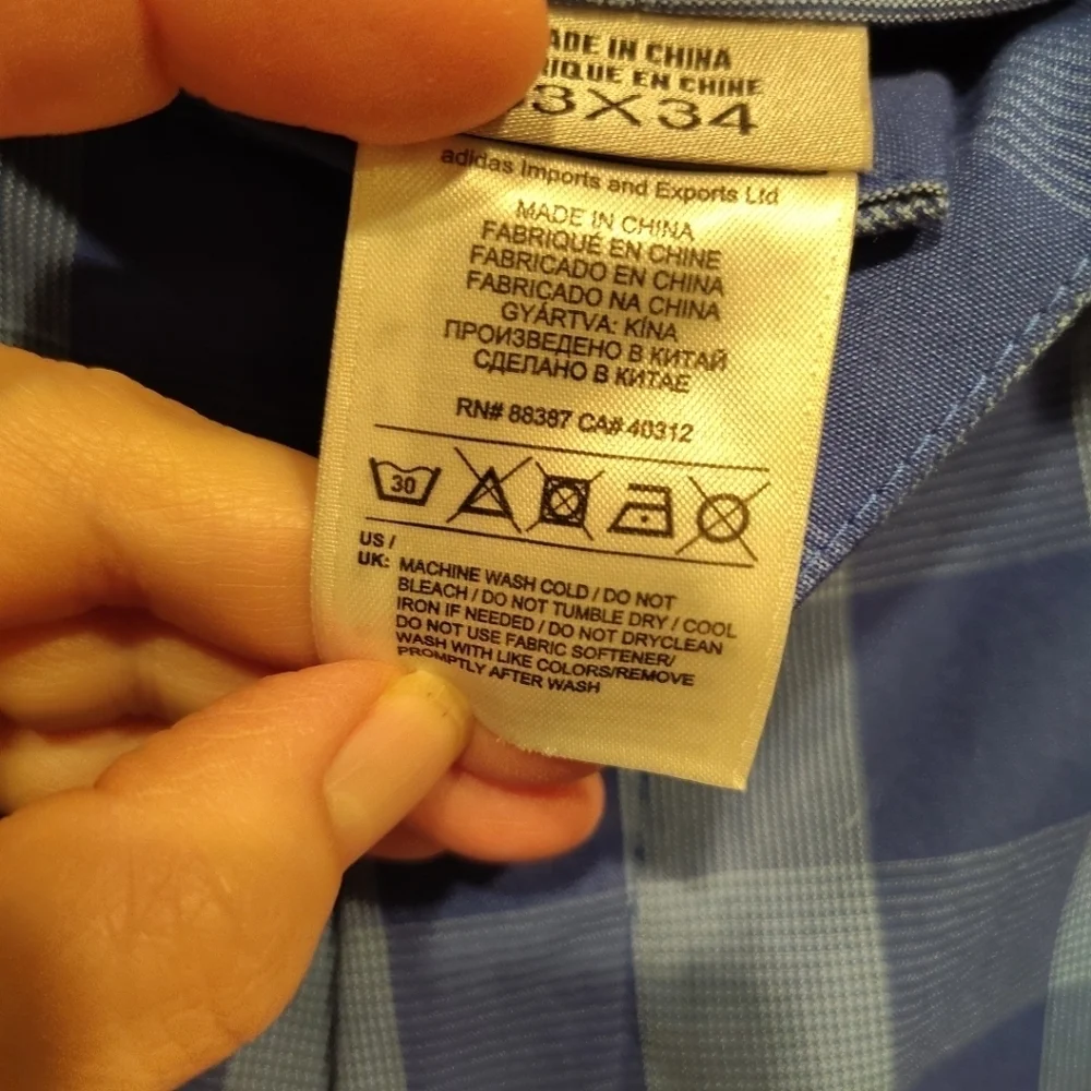 Adidas Men's Blue Plaid Check Chino Golf Pants Sz 33x34 Casual Preppy Academia
